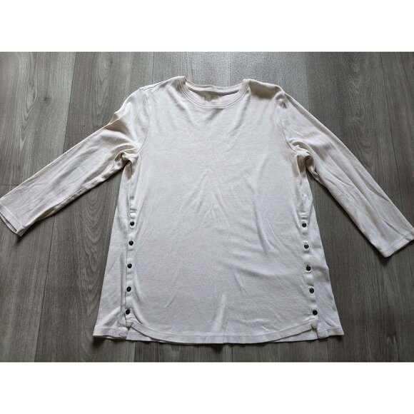 J. Jill Womens Perfect Pima Cotton Button-Side Top - Cream Size S - Picture 3 of 7